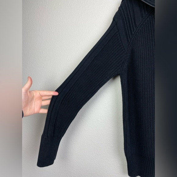 525 America Women's Small Nina 3/4 Zip Sweater Chunky Knit Turtleneck BLACK Pop - Picture 5 of 16